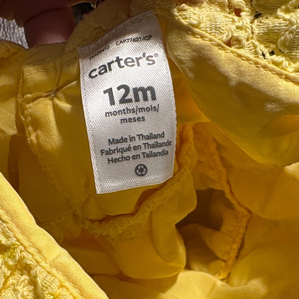 Carter's Sunny Yellow Baby Dress 12 Months - Picture 6 of 6